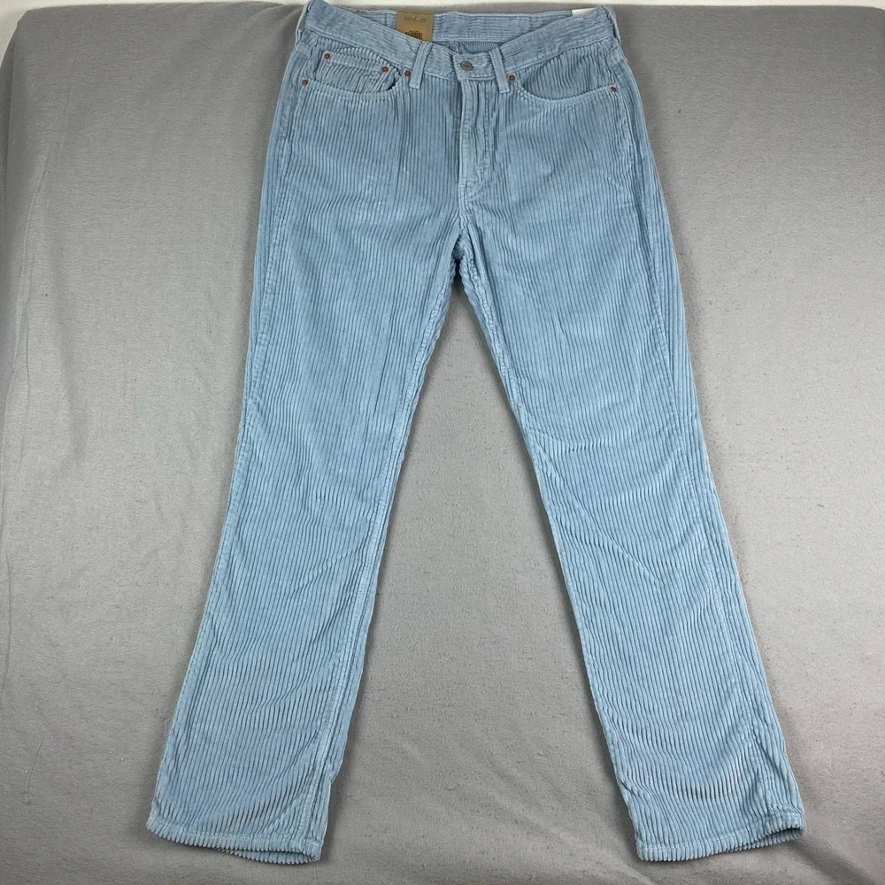 Levi's 514 Straight Fit Pants Mens 34x32 baby Blue Corduroy Regular Fit Cotton